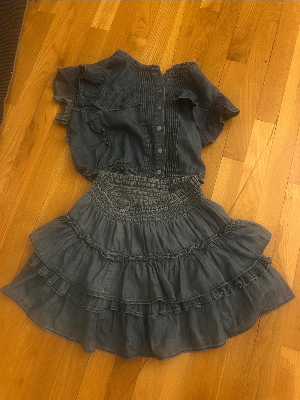 LoveShackFancy x Gap Blue Ruffled Denim Matching Set